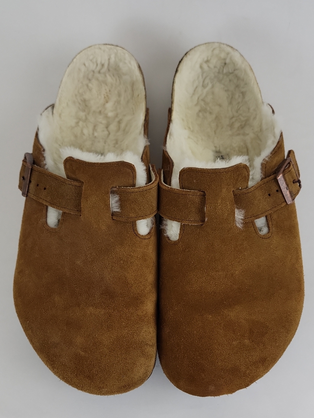 Birkenstock Boston Shearling Suede Leather Clogs Mink Brown Size EU 46 / US 13